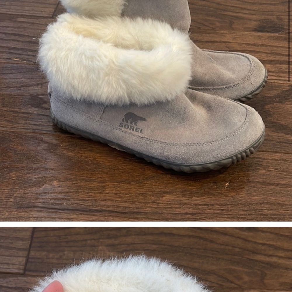 Sorel Kids' Gray Fur-Lined Slippers